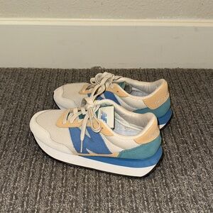 New Balance 237 Beige and Blue Athletic Shoes x Madewell